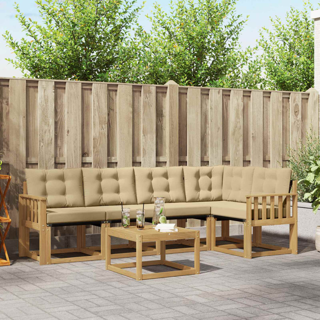 vidaXL Conjunto de sofás de exterior 6 uds. y Beige