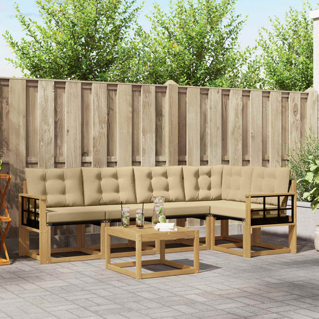 vidaXL Conjunto de sofás de exterior 6 uds. y Beige