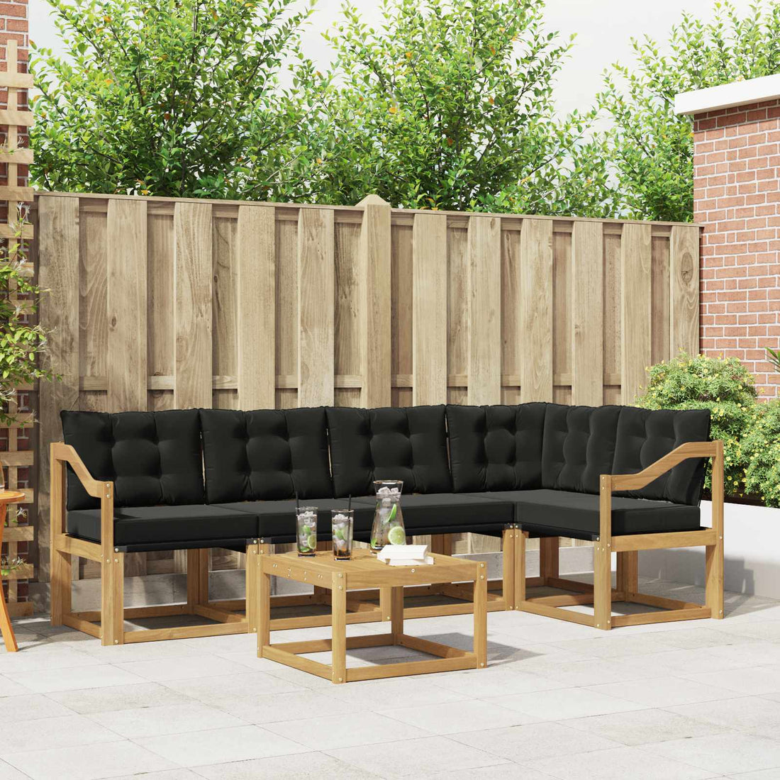 vidaXL Conjunto de sofás de exterior 6 uds. Blanco y Negro