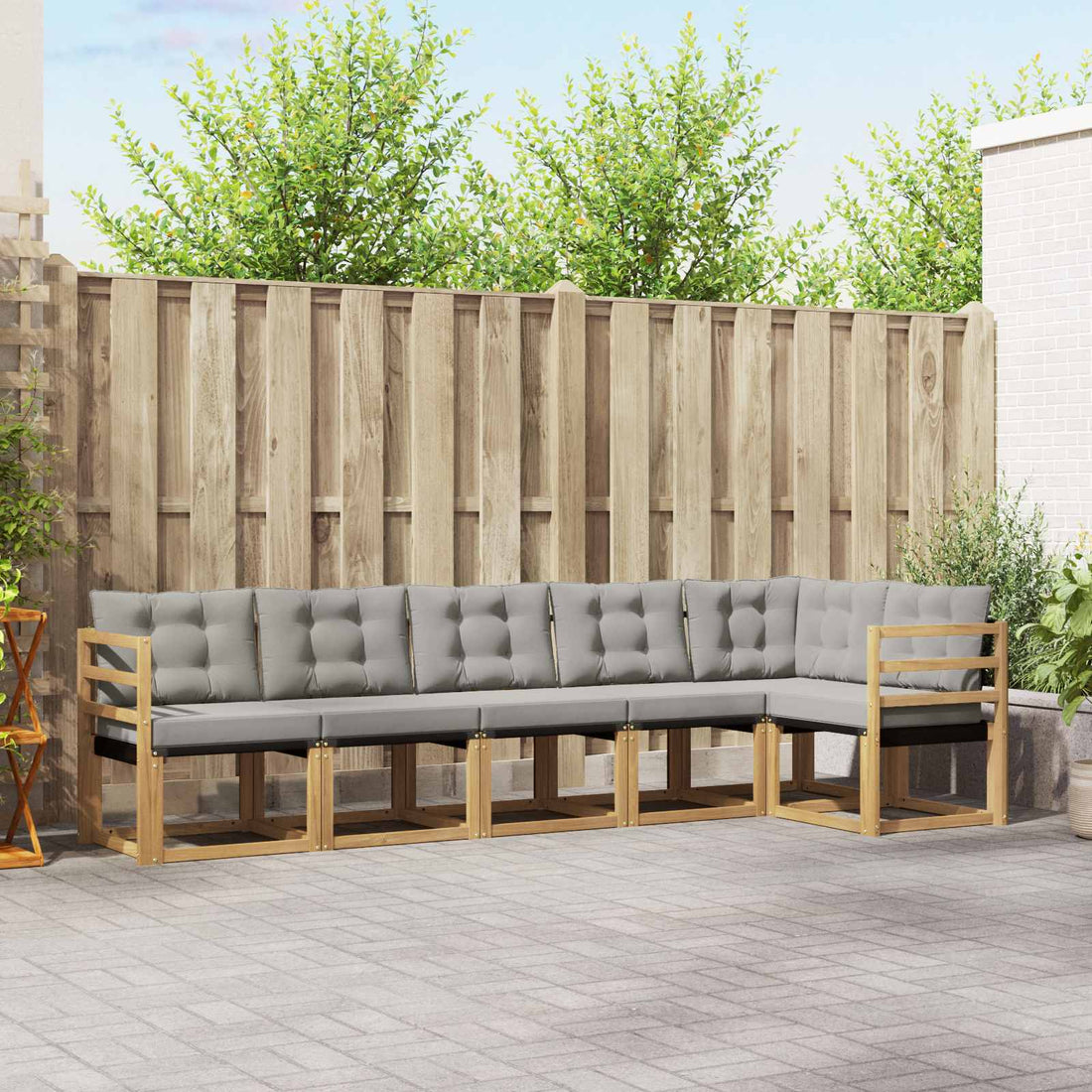 vidaXL Conjunto de sofás de exterior 6 uds. Blanco y Gris Claro