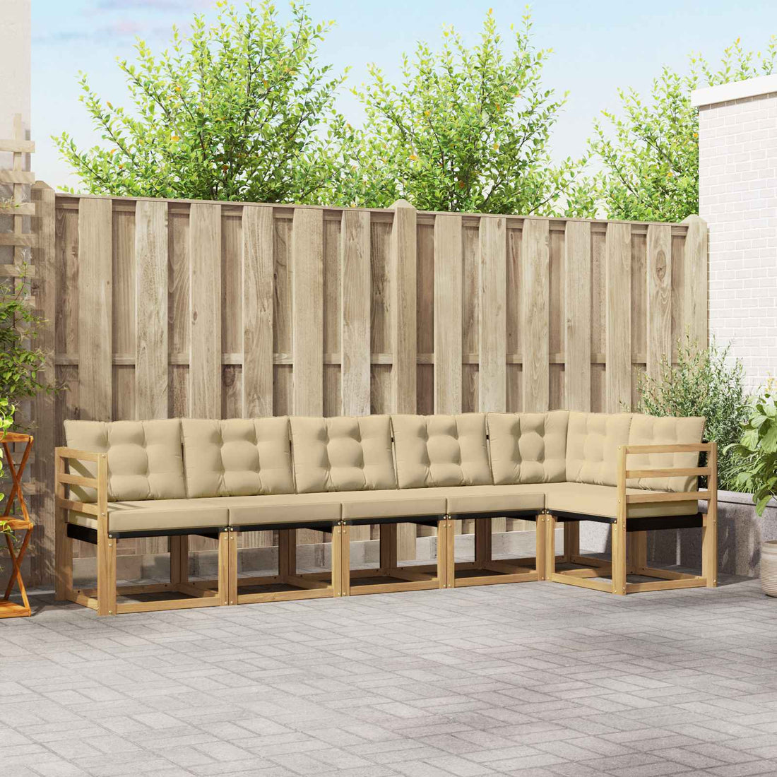 vidaXL Conjunto de sofás de exterior 6 uds. y Beige