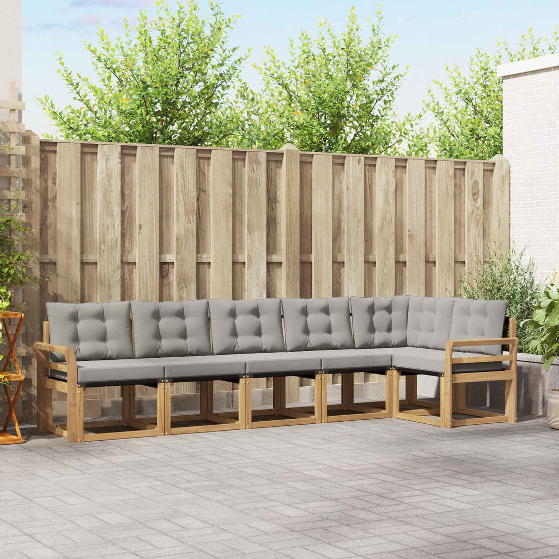 vidaXL Conjunto de sofás de exterior 6 uds. Blanco y Gris Claro