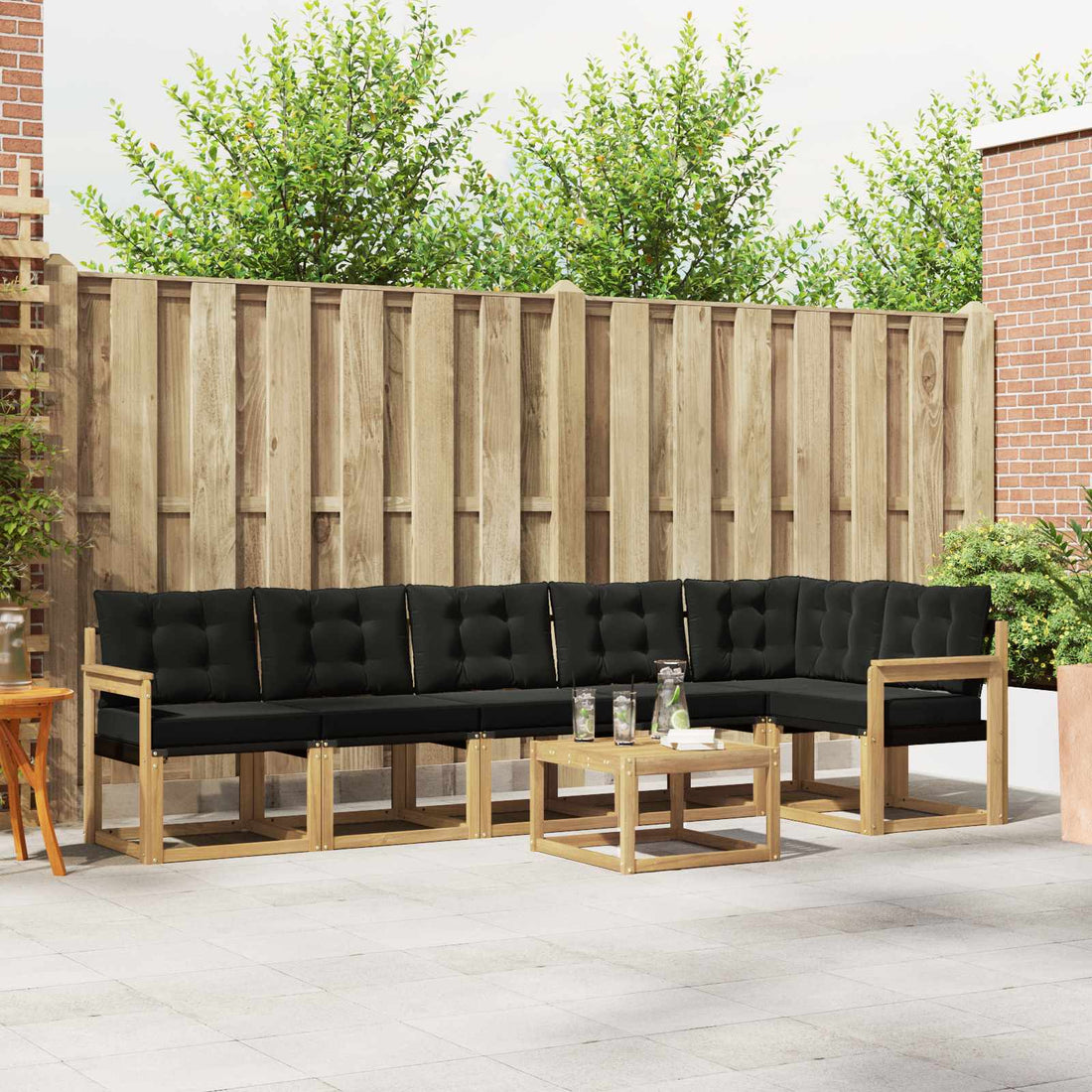 vidaXL Conjunto de sofás de exterior 7 uds. Blanco y Negro
