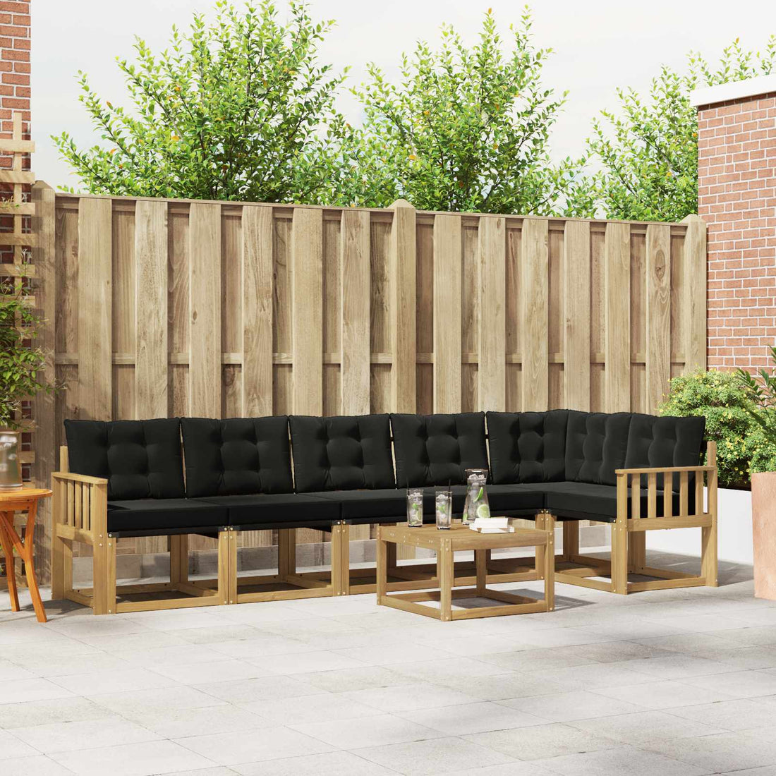 vidaXL Conjunto de sofás de exterior 7 uds. Blanco y Negro