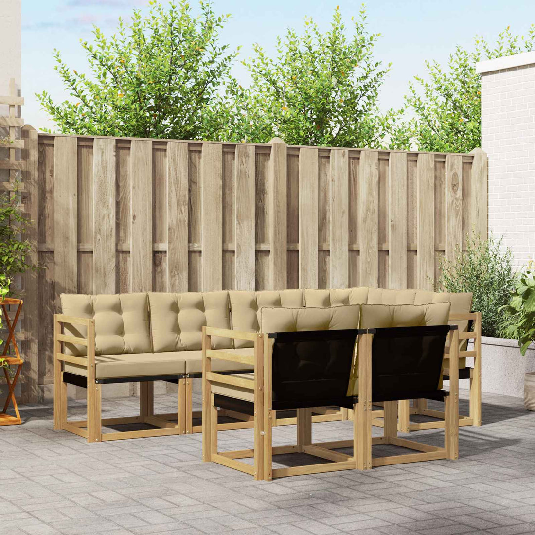 vidaXL Conjunto de sofás de exterior 7 uds. y Beige