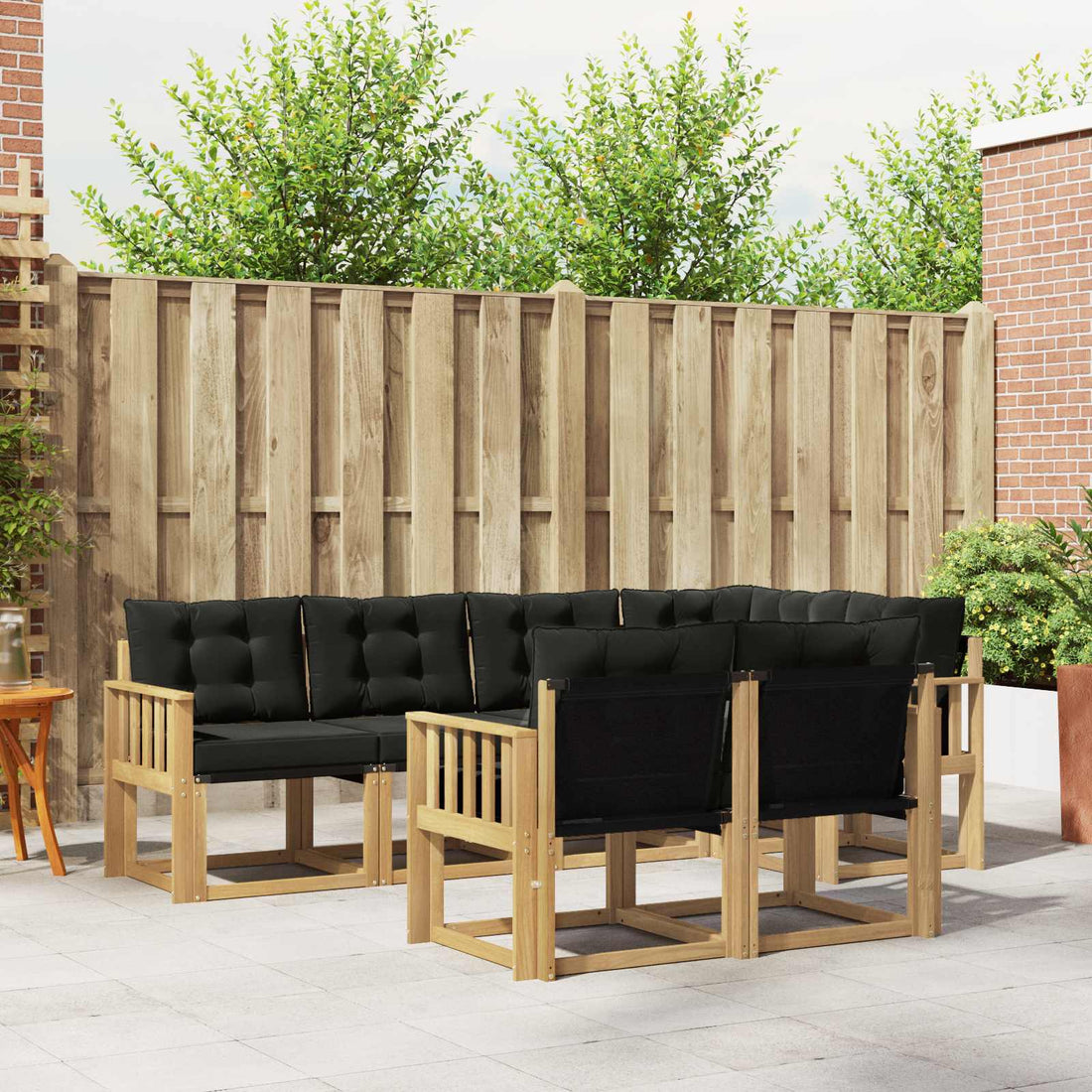 vidaXL Conjunto de sofás de exterior 7 uds. Blanco y Negro