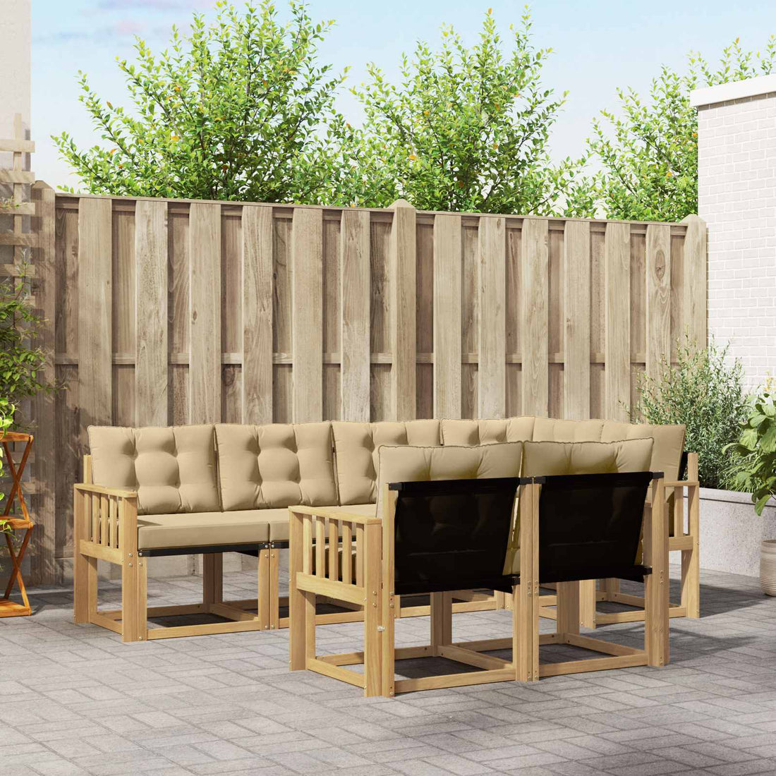 vidaXL Conjunto de sofás de exterior 7 uds. y Beige