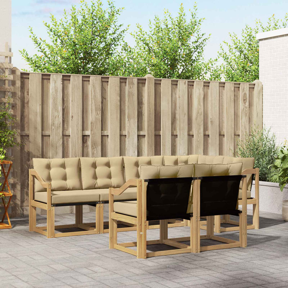 vidaXL Conjunto de sofás de exterior 7 uds. y Beige