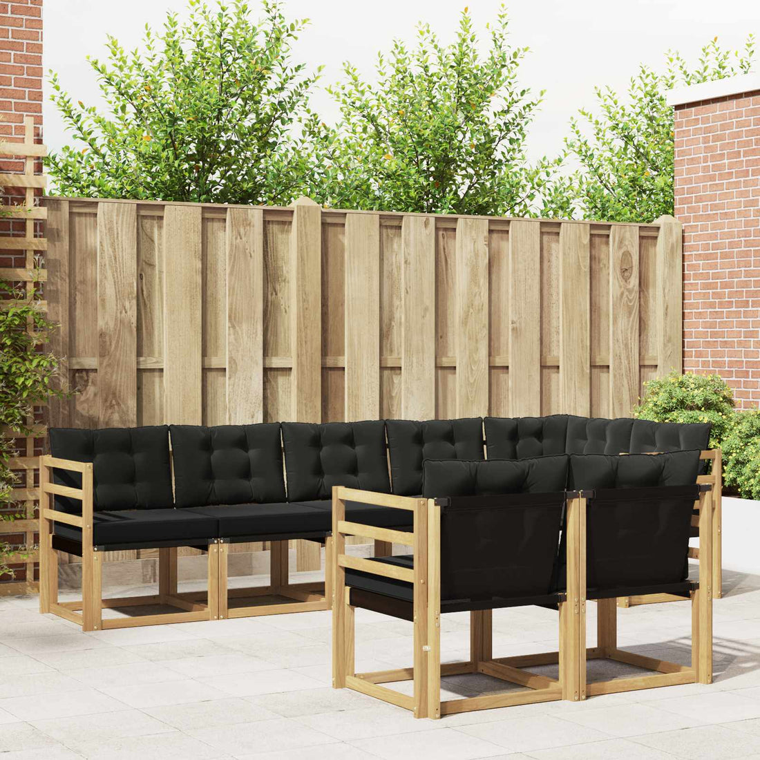 vidaXL Conjunto de sofás de exterior 8 uds. Blanco y Negro
