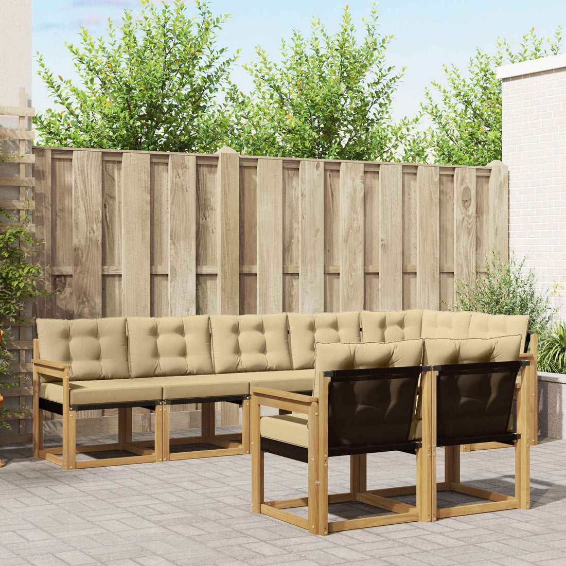 vidaXL Conjunto de sofás de exterior 8 uds. y Beige