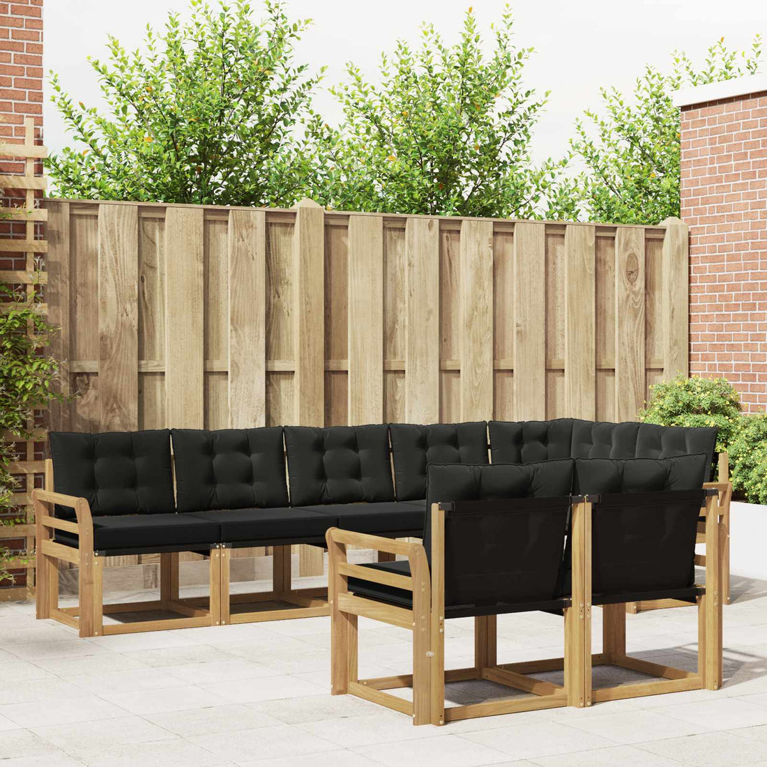 vidaXL Conjunto de sofás de exterior 8 uds. Blanco y Negro