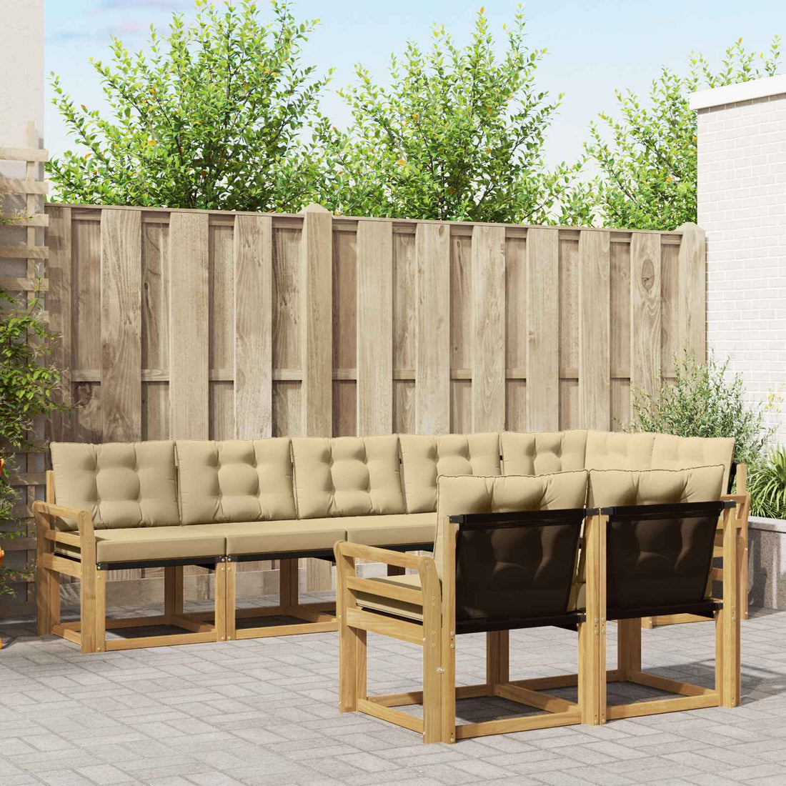 vidaXL Conjunto de sofás de exterior 8 uds. y Beige