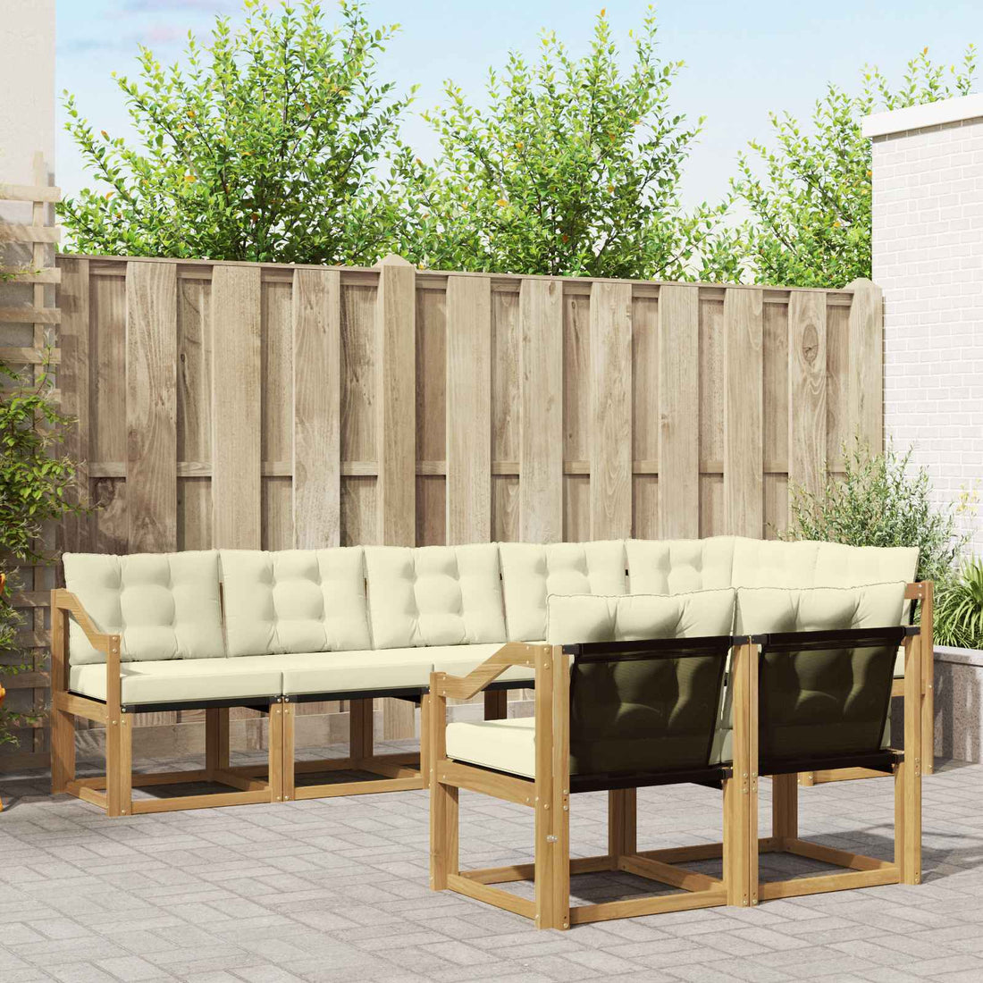 vidaXL Conjunto de sofás de exterior 8 uds. Blanco y Crema