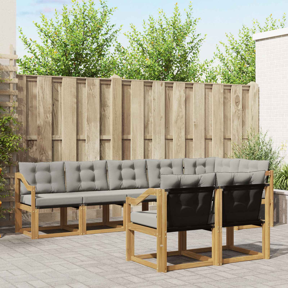 vidaXL Conjunto de sofás de exterior 8 uds. Blanco y Gris Claro