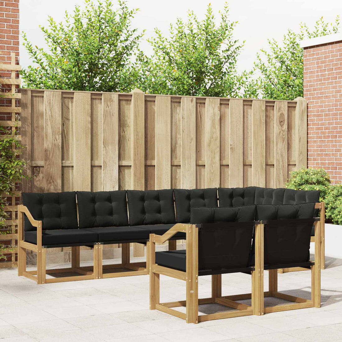 vidaXL Conjunto de sofás de exterior 8 uds. Blanco y Negro