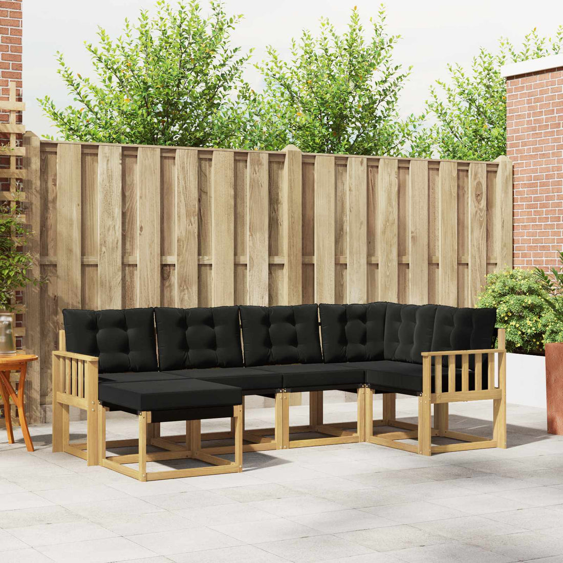 vidaXL Conjunto de sofás de exterior 6 uds. Blanco y Negro