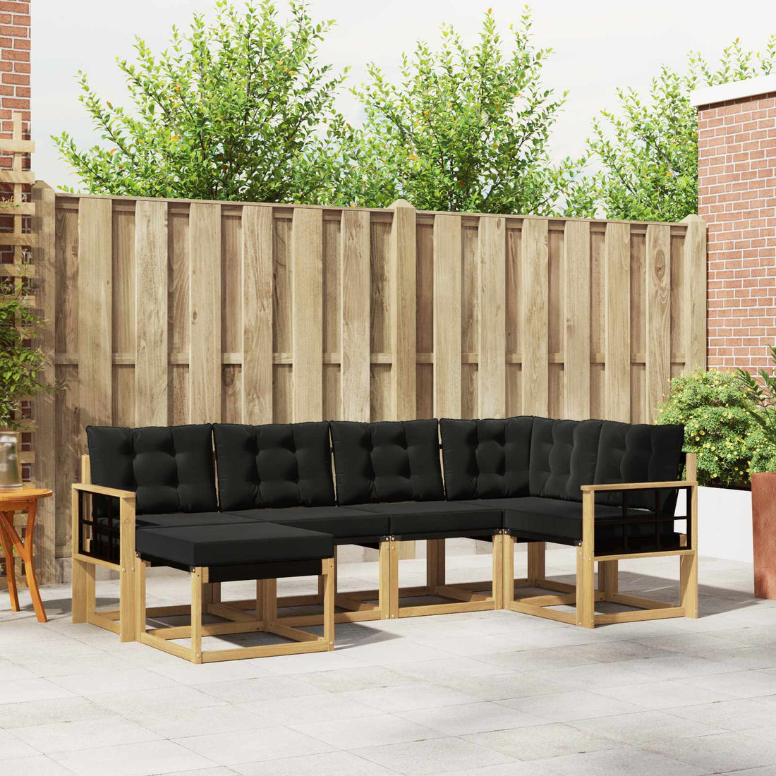vidaXL Conjunto de sofás de exterior 6 uds. Blanco y Negro