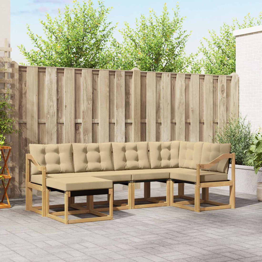 vidaXL Conjunto de sofás de exterior 6 uds. y Beige