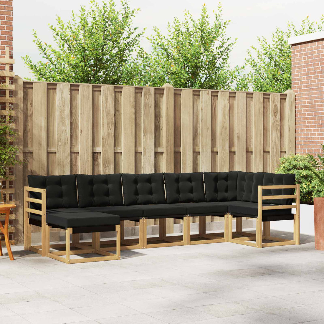 vidaXL Conjunto de sofás de exterior 7 uds. Blanco y Negro