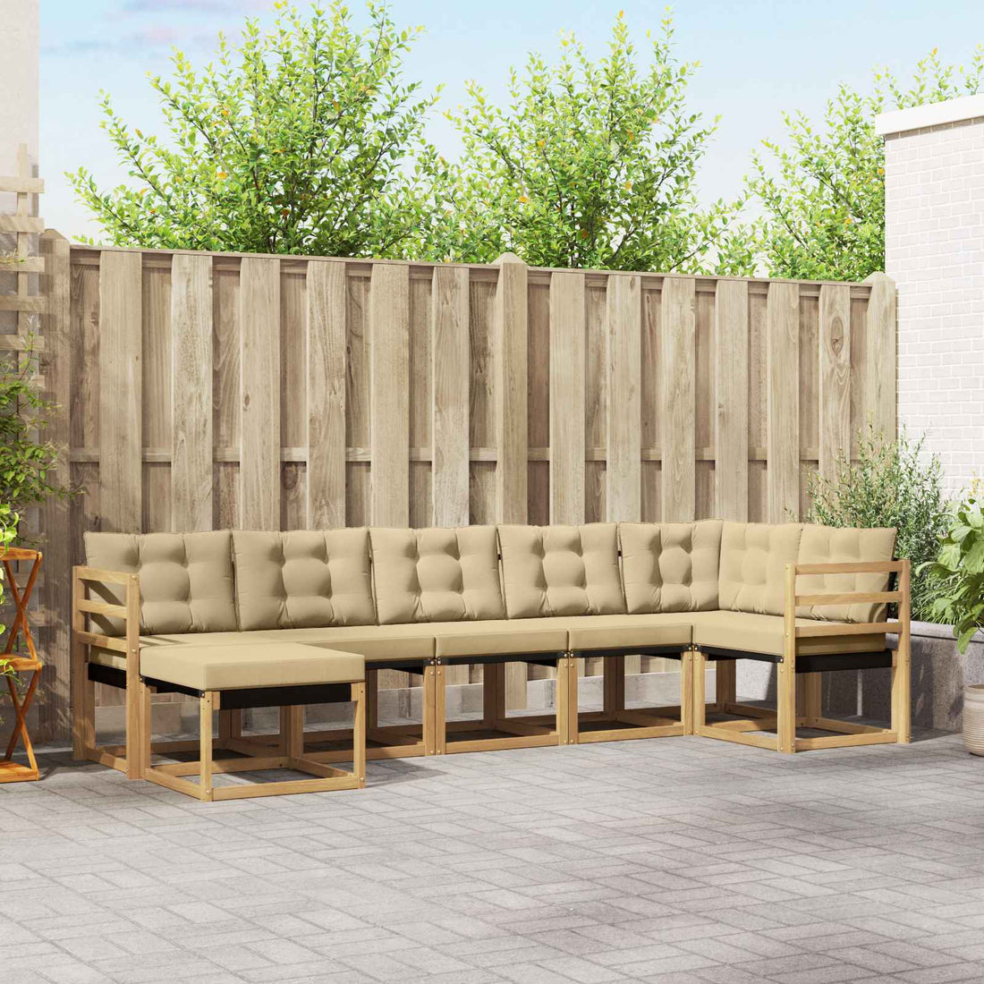 vidaXL Conjunto de sofás de exterior 7 uds. y Beige
