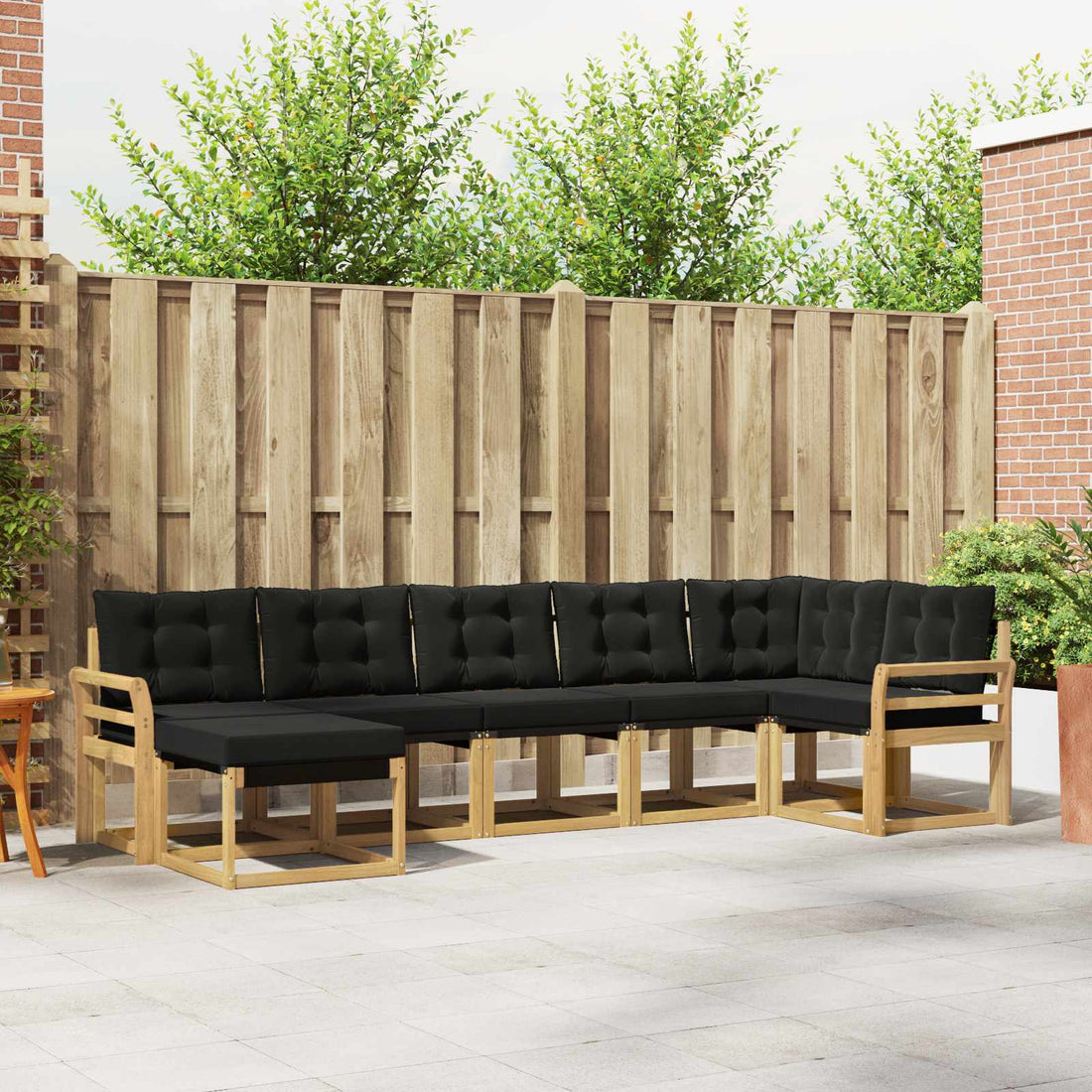vidaXL Conjunto de sofás de exterior 7 uds. Blanco y Negro