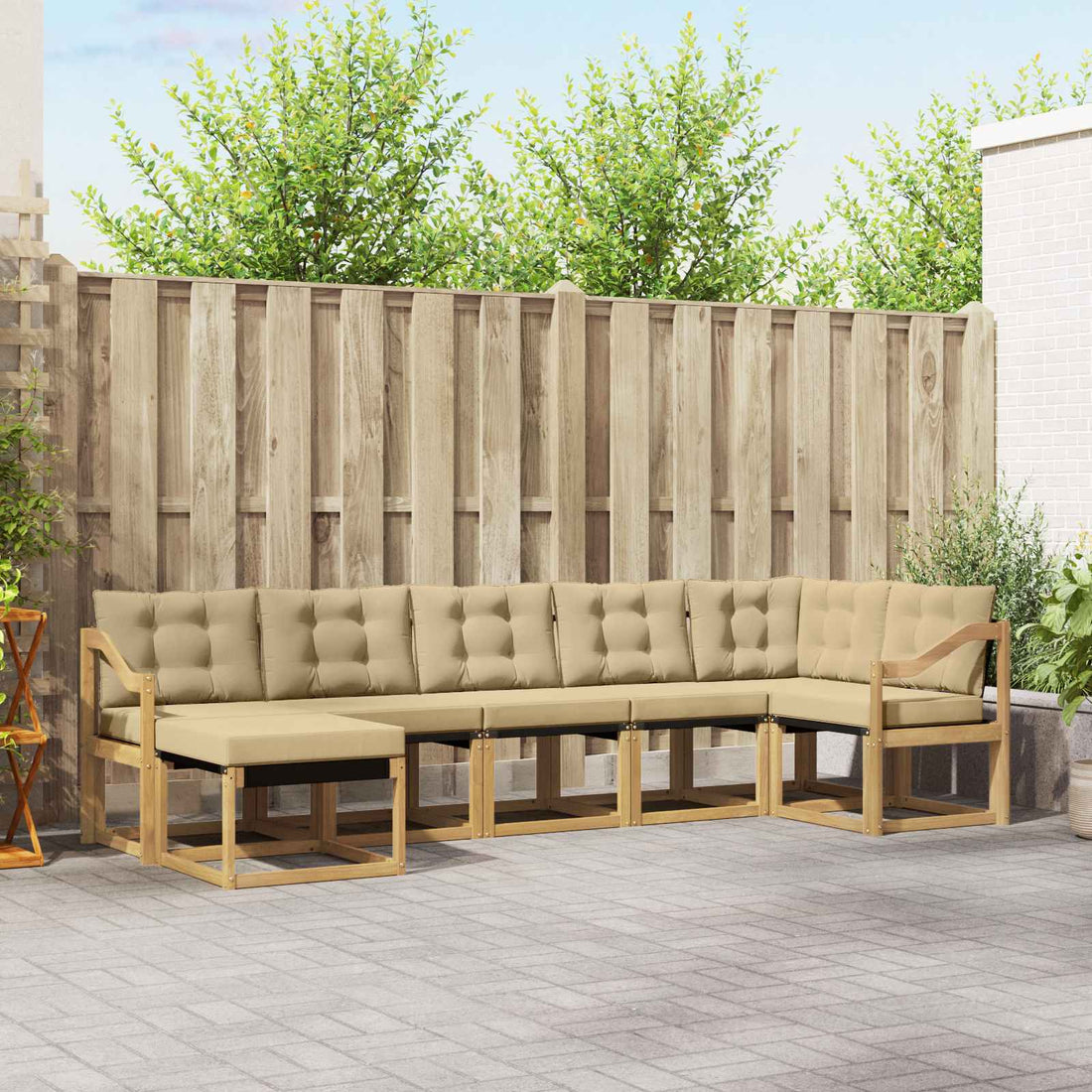 vidaXL Conjunto de sofás de exterior 7 uds. y Beige