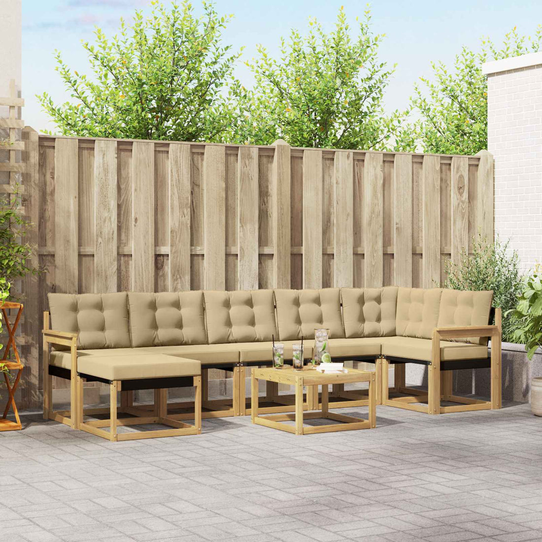 vidaXL Conjunto de sofás de exterior 8 uds. y Beige