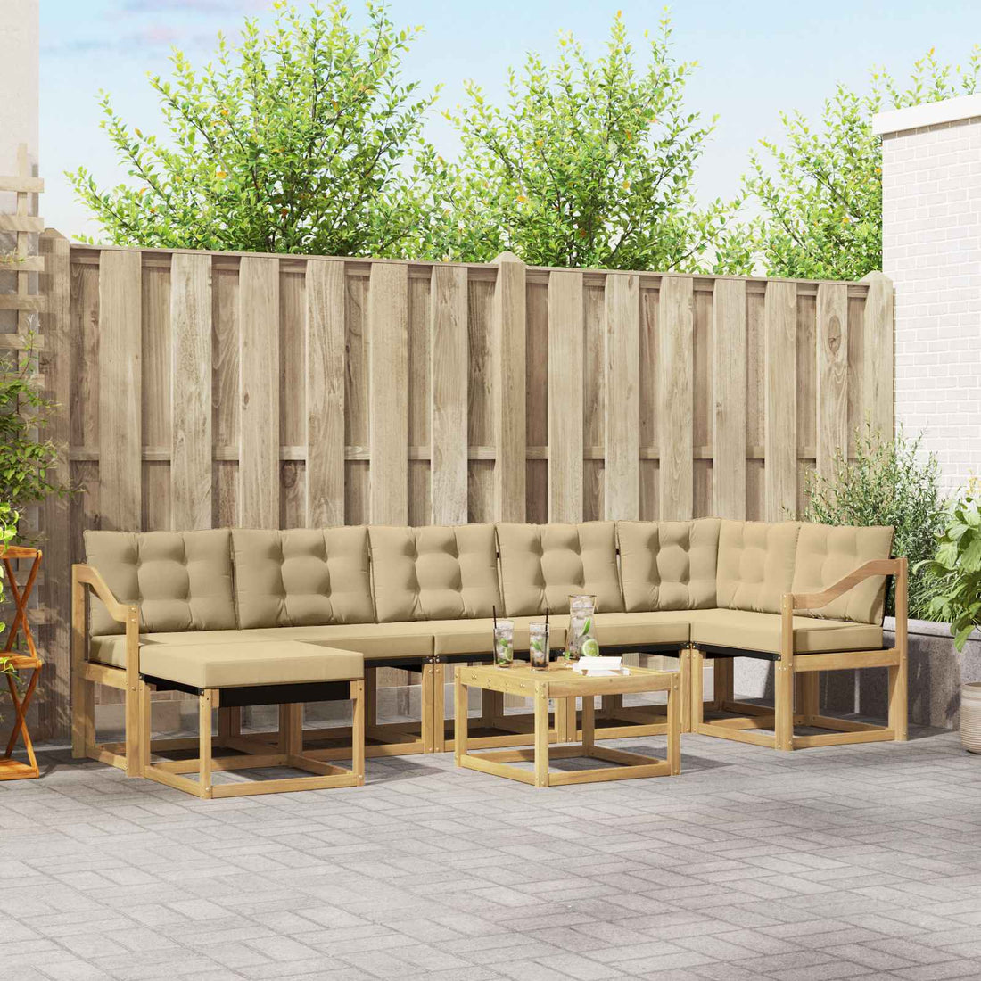 vidaXL Conjunto de sofás de exterior 8 uds. y Beige