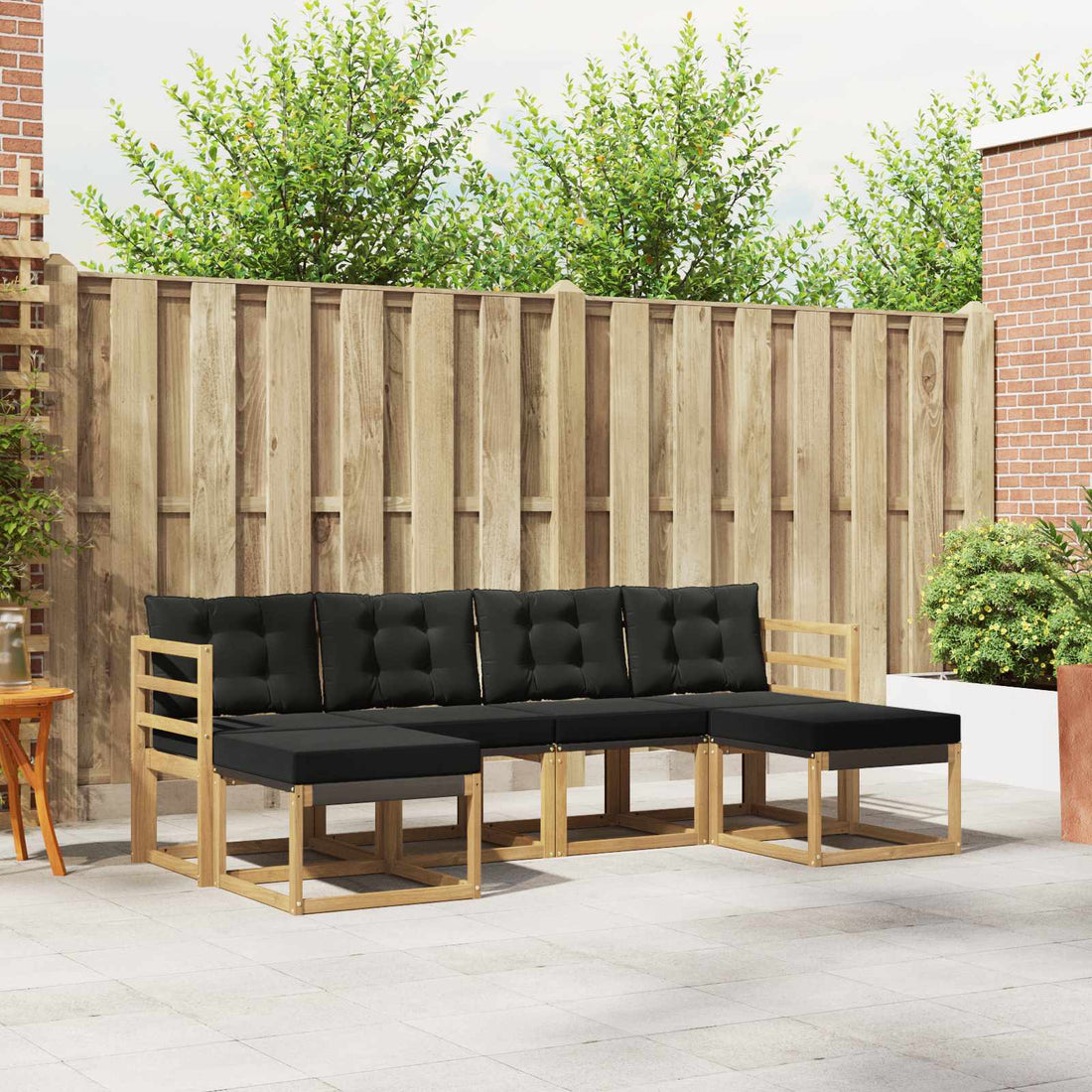 vidaXL Conjunto de sofás de exterior 6 uds. Blanco y Negro