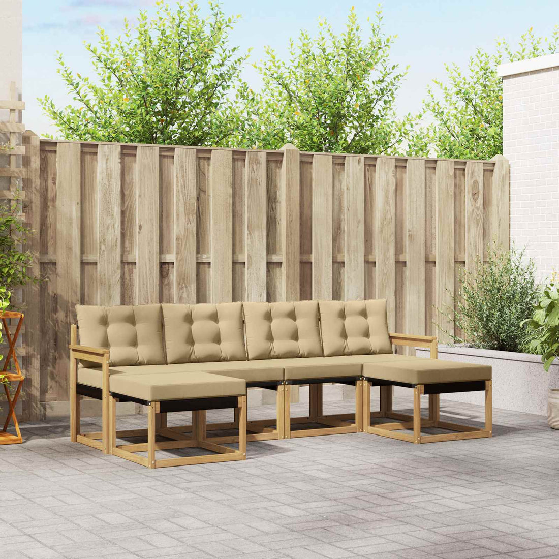 vidaXL Conjunto de sofás de exterior 6 uds. y Beige