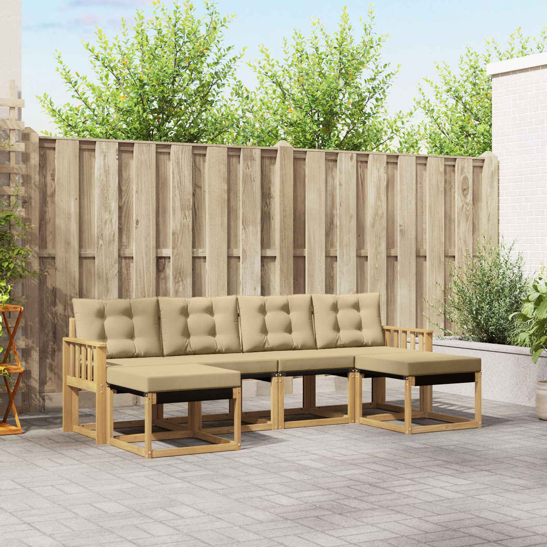 vidaXL Conjunto de sofás de exterior 6 uds. y Beige