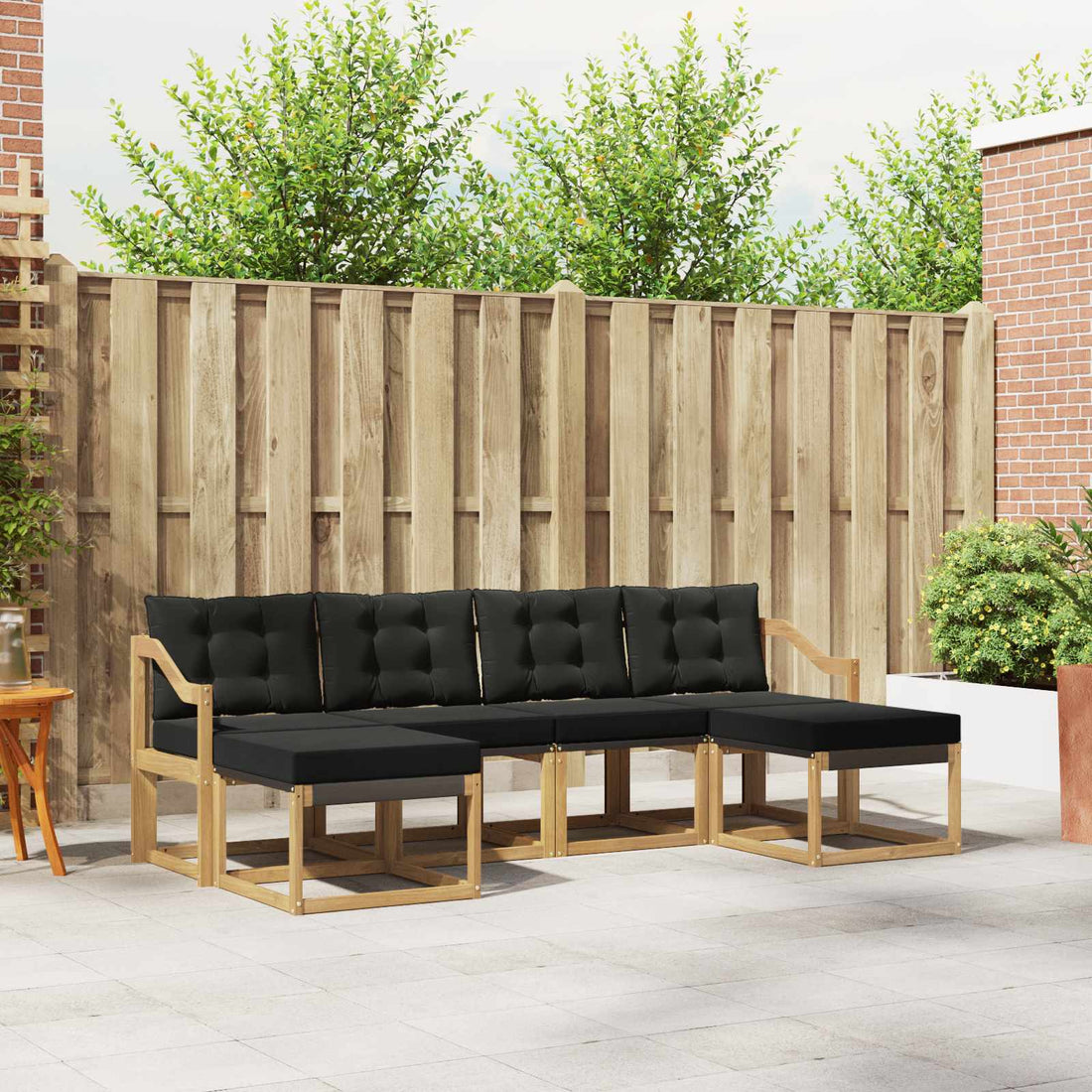 vidaXL Conjunto de sofás de exterior 6 uds. Blanco y Negro
