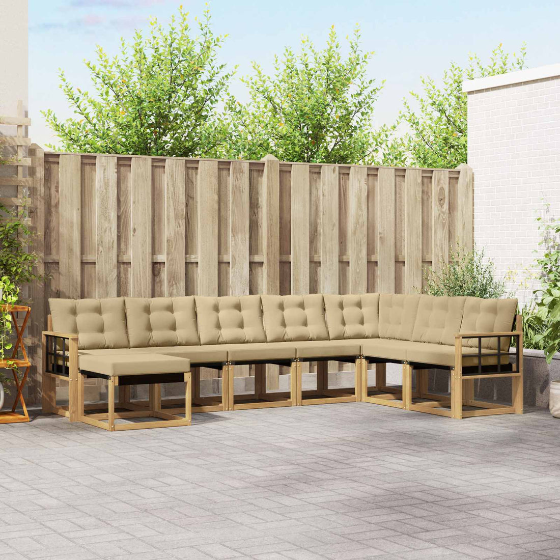 vidaXL Conjunto de sofás de exterior 8 uds. y Beige