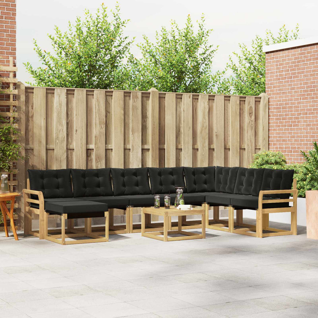 vidaXL Conjunto de sofás de exterior 9 uds. Blanco y Negro