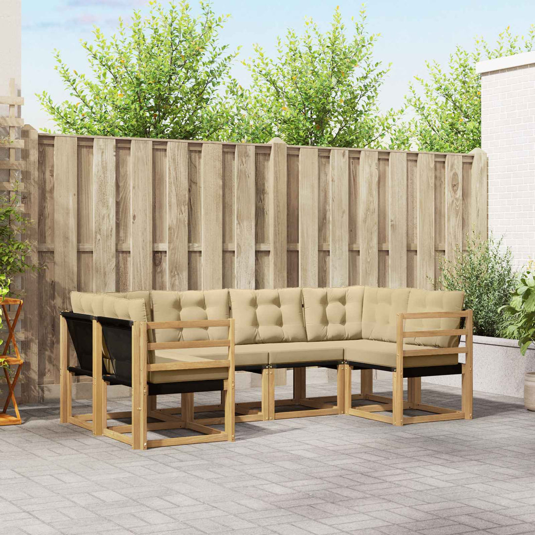 vidaXL Conjunto de sofás de exterior 6 uds. y Beige