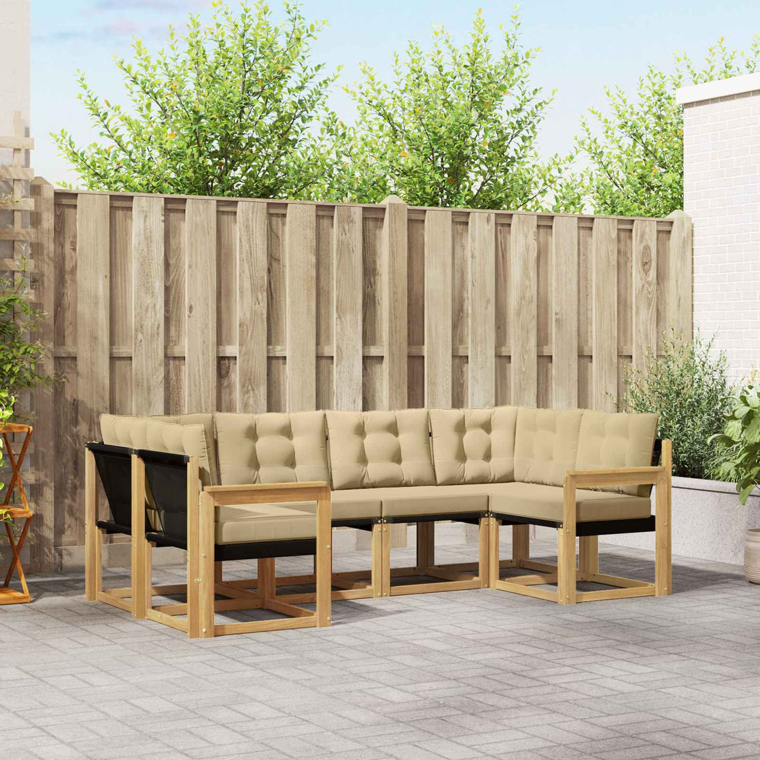 vidaXL Conjunto de sofás de exterior 6 uds. y Beige