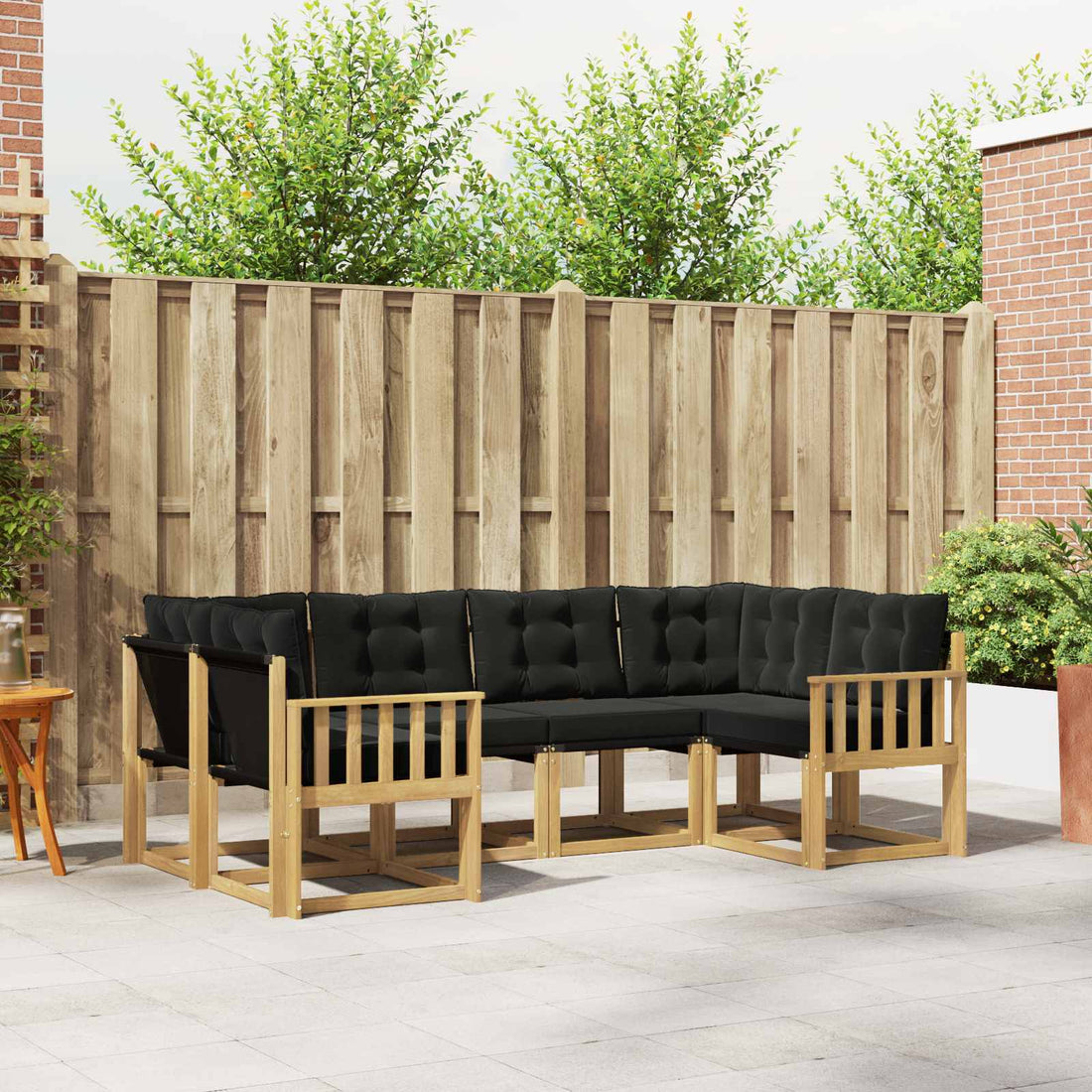 vidaXL Conjunto de sofás de exterior 6 uds. Blanco y Negro