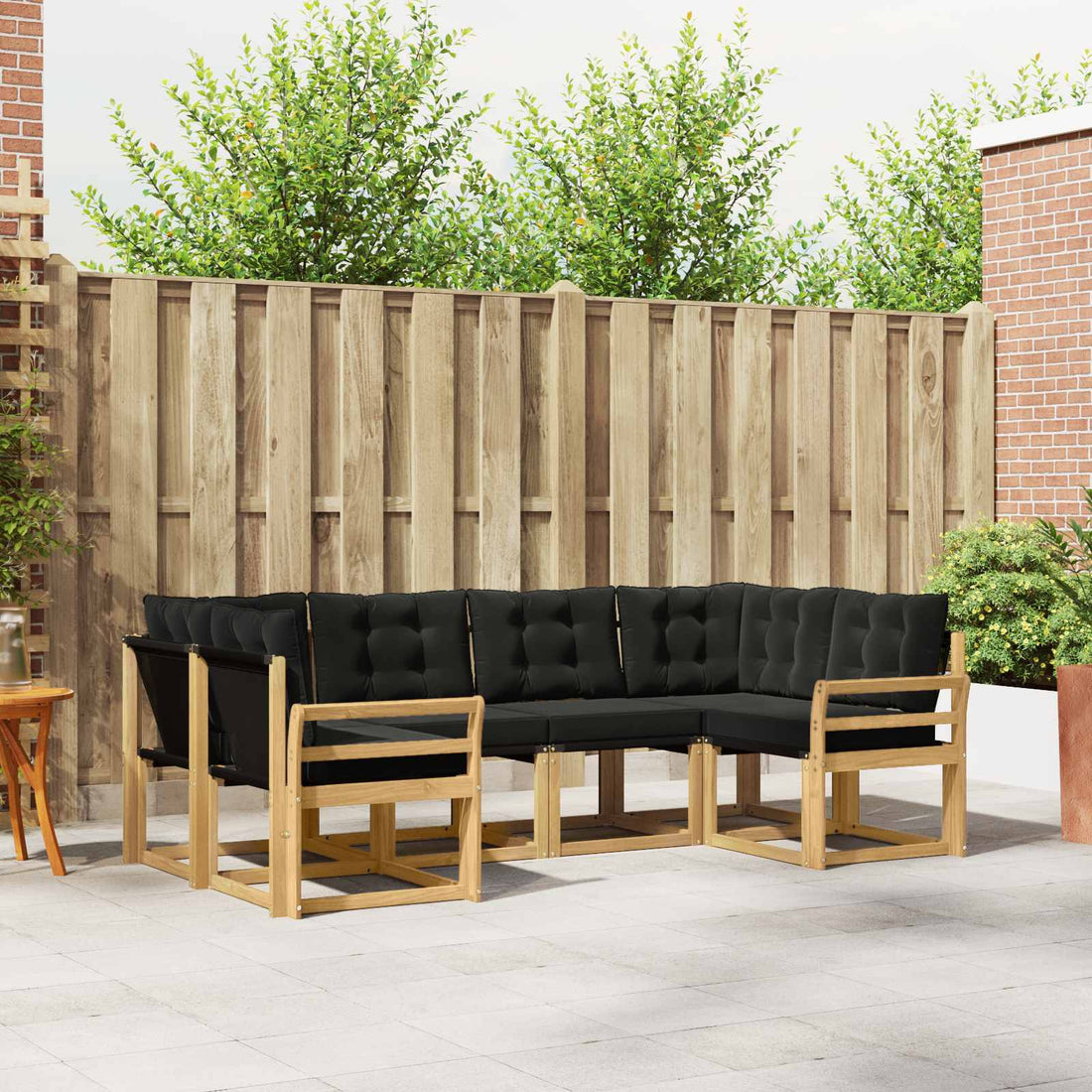 vidaXL Conjunto de sofás de exterior 6 uds. Blanco y Negro