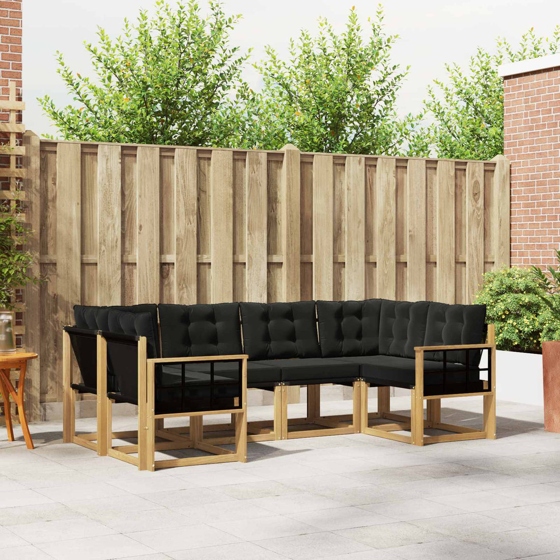 vidaXL Conjunto de sofás de exterior 6 uds. Blanco y Negro