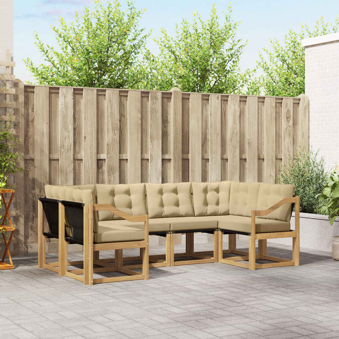 vidaXL Conjunto de sofás de exterior 6 uds. y Beige