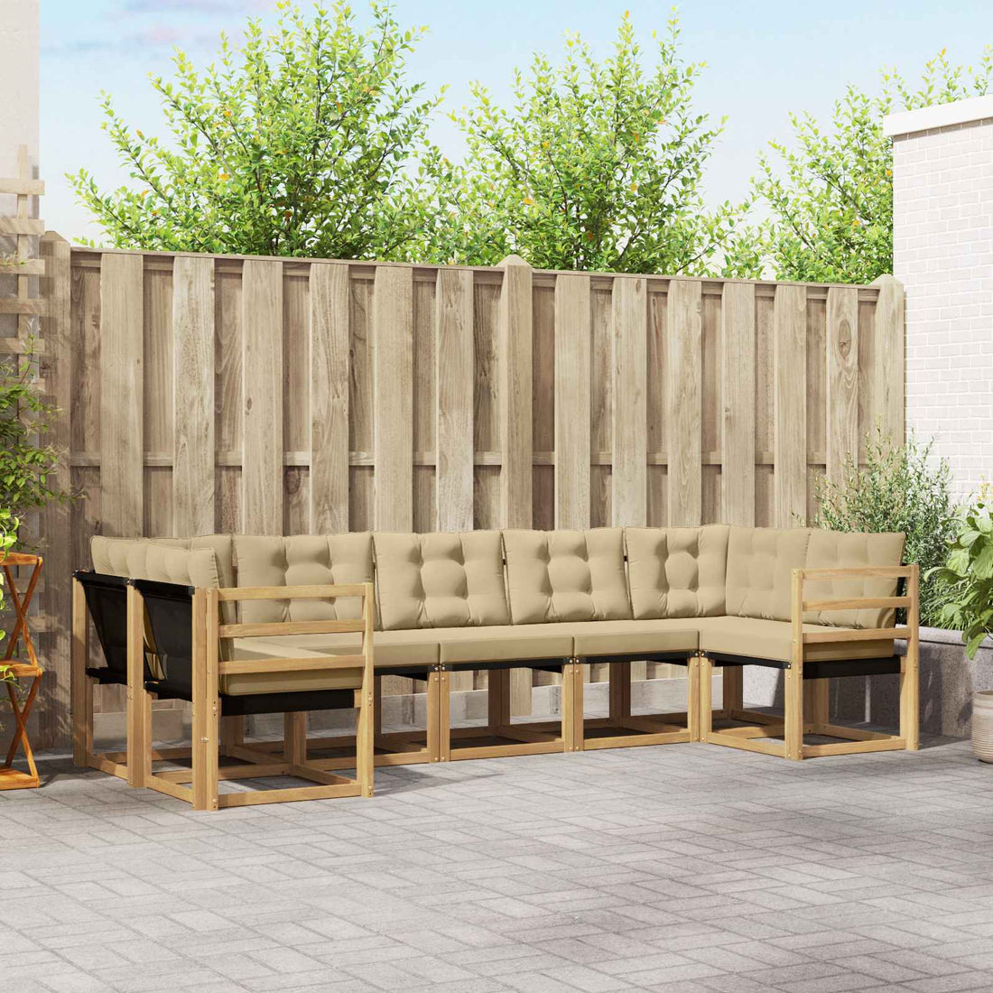 vidaXL Conjunto de sofás de exterior 7 uds. y Beige