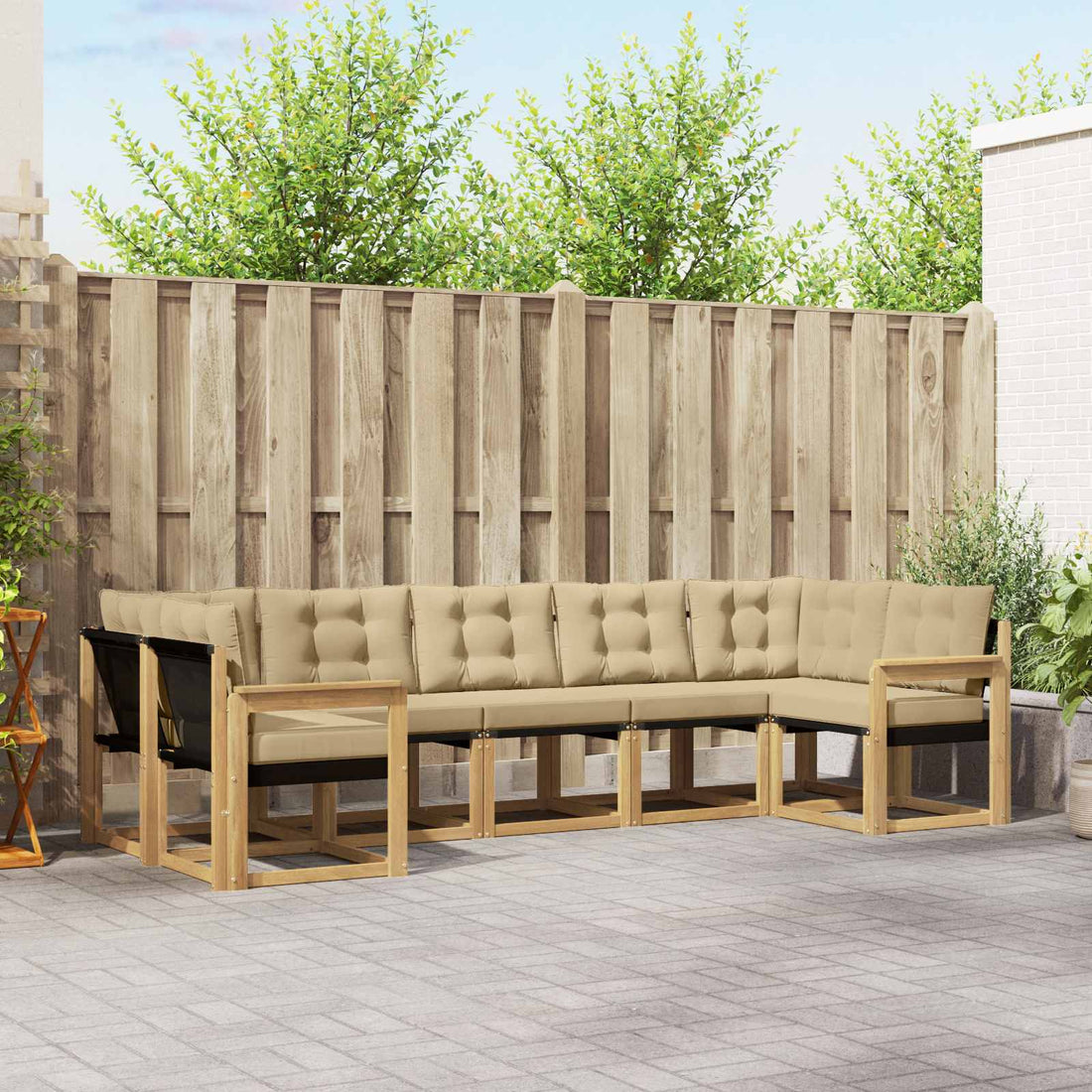 vidaXL Conjunto de sofás de exterior 7 uds. y Beige
