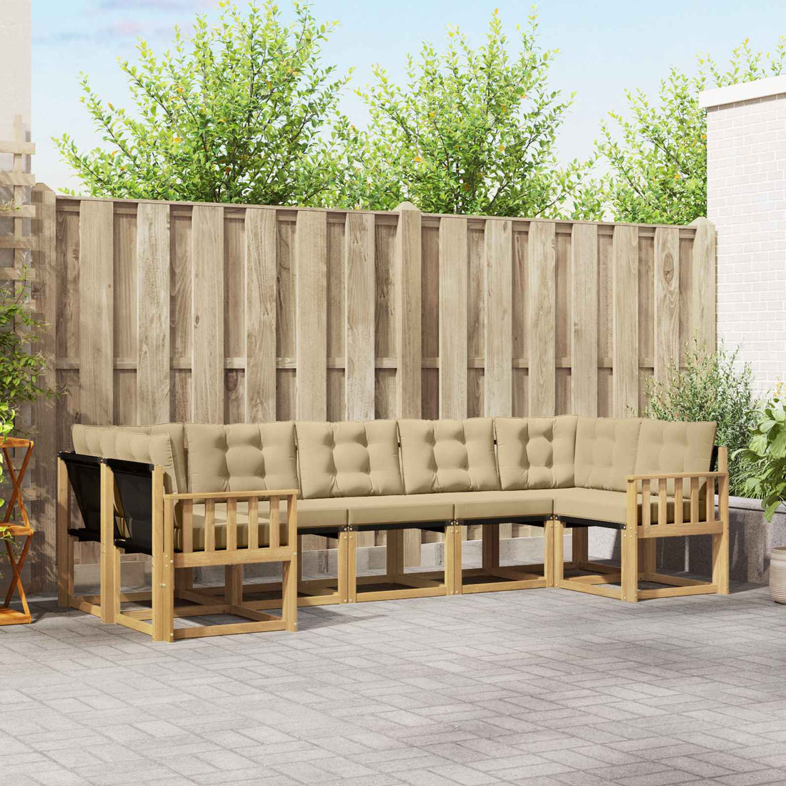 vidaXL Conjunto de sofás de exterior 7 uds. y Beige
