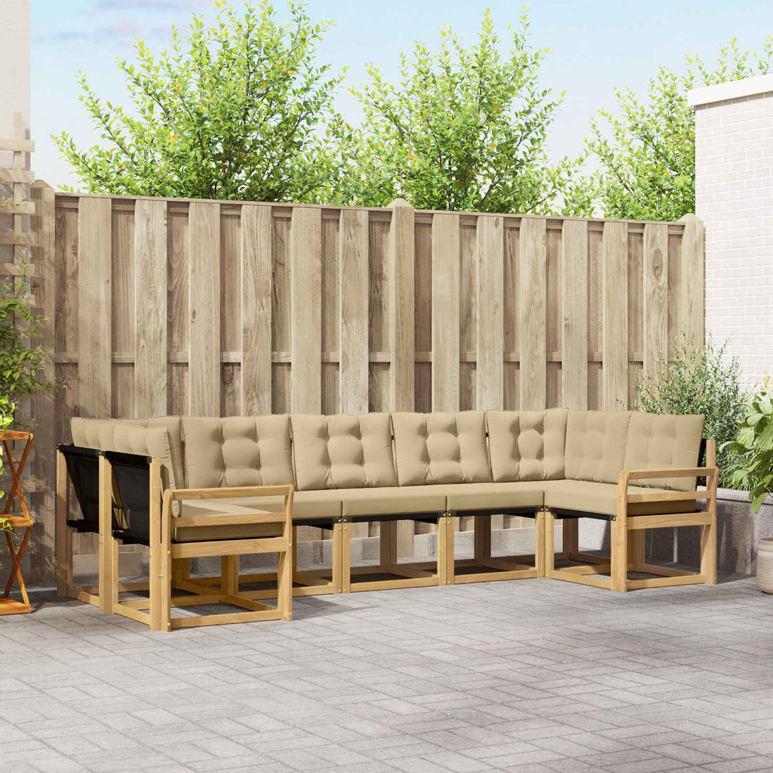 vidaXL Conjunto de sofás de exterior 7 uds. y Beige