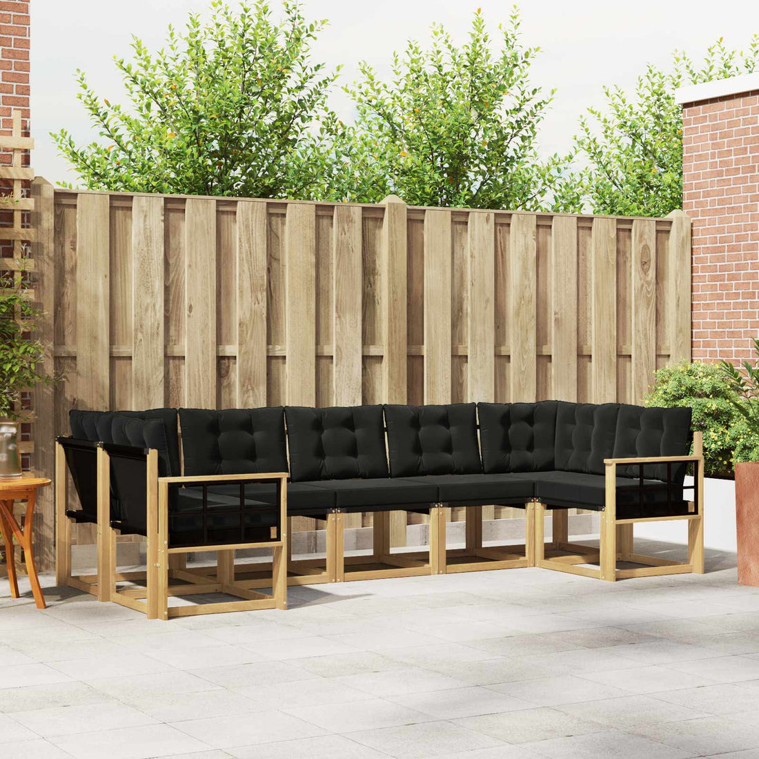 vidaXL Conjunto de sofás de exterior 7 uds. Blanco y Negro