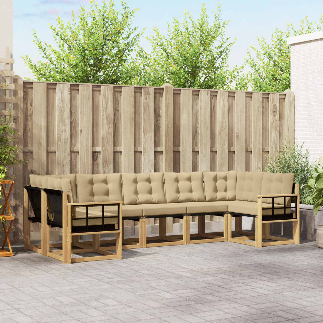 vidaXL Conjunto de sofás de exterior 7 uds. y Beige