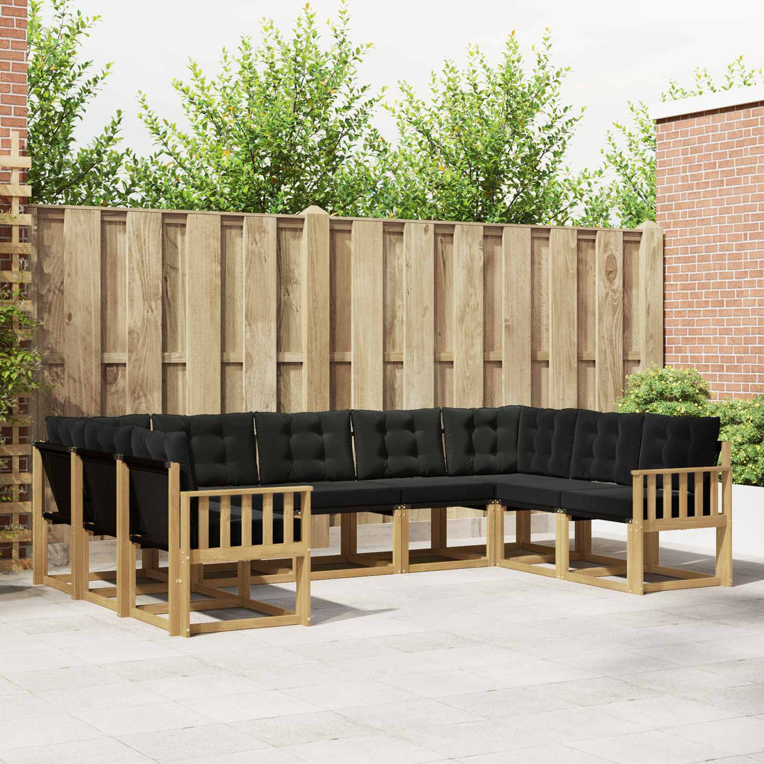 vidaXL Conjunto de sofás de exterior 9 uds. Blanco y Negro
