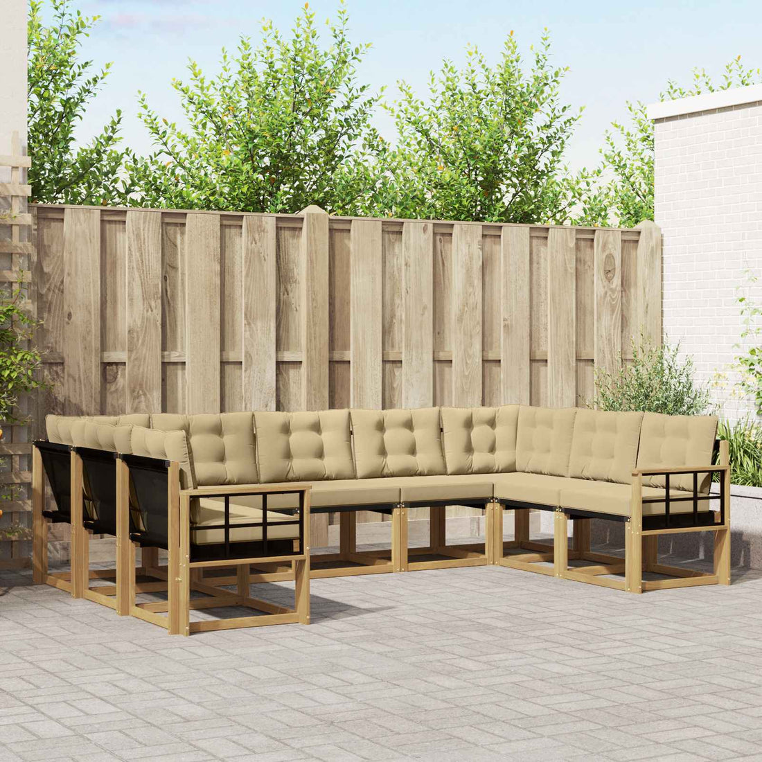 vidaXL Conjunto de sofás de exterior 9 uds. y Beige