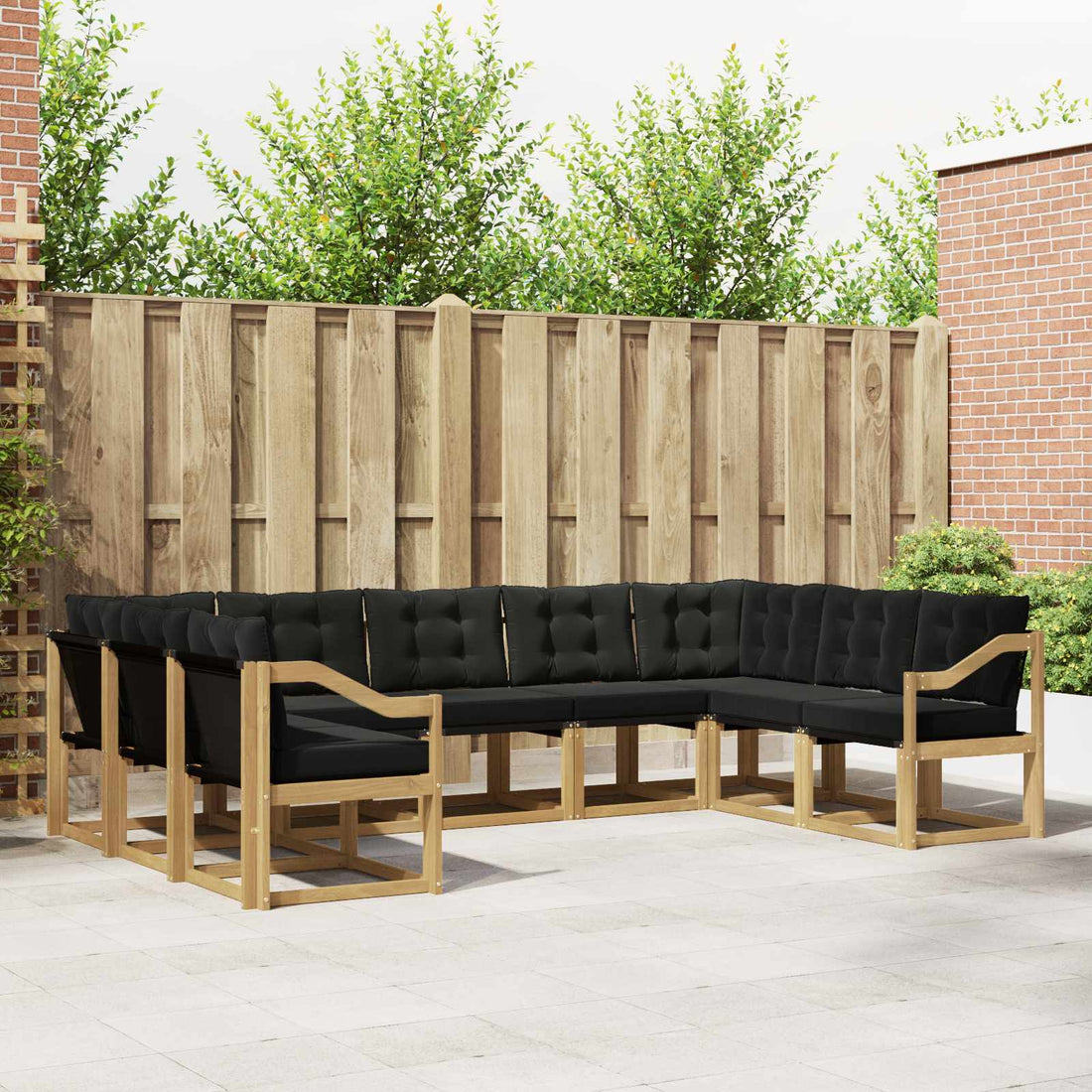 vidaXL Conjunto de sofás de exterior 9 uds. Blanco y Negro