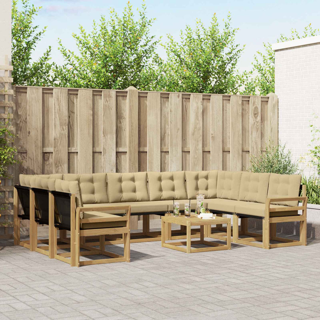 vidaXL Conjunto de sofás de exterior 10 uds. y Beige